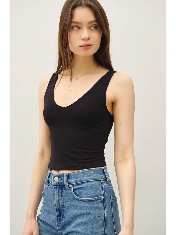 Cropped V-Neck Tank