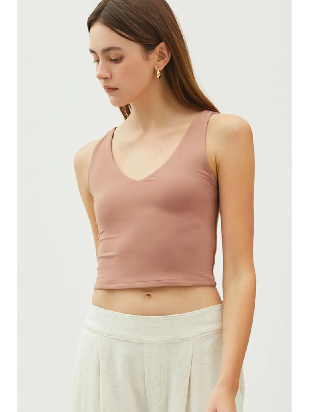 Cropped V-Neck Tank