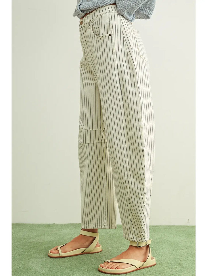 Pinstriped Pattern Barrel Pants
