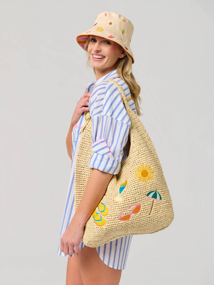 CABANA SLOUCHY TOTE,NATURAL