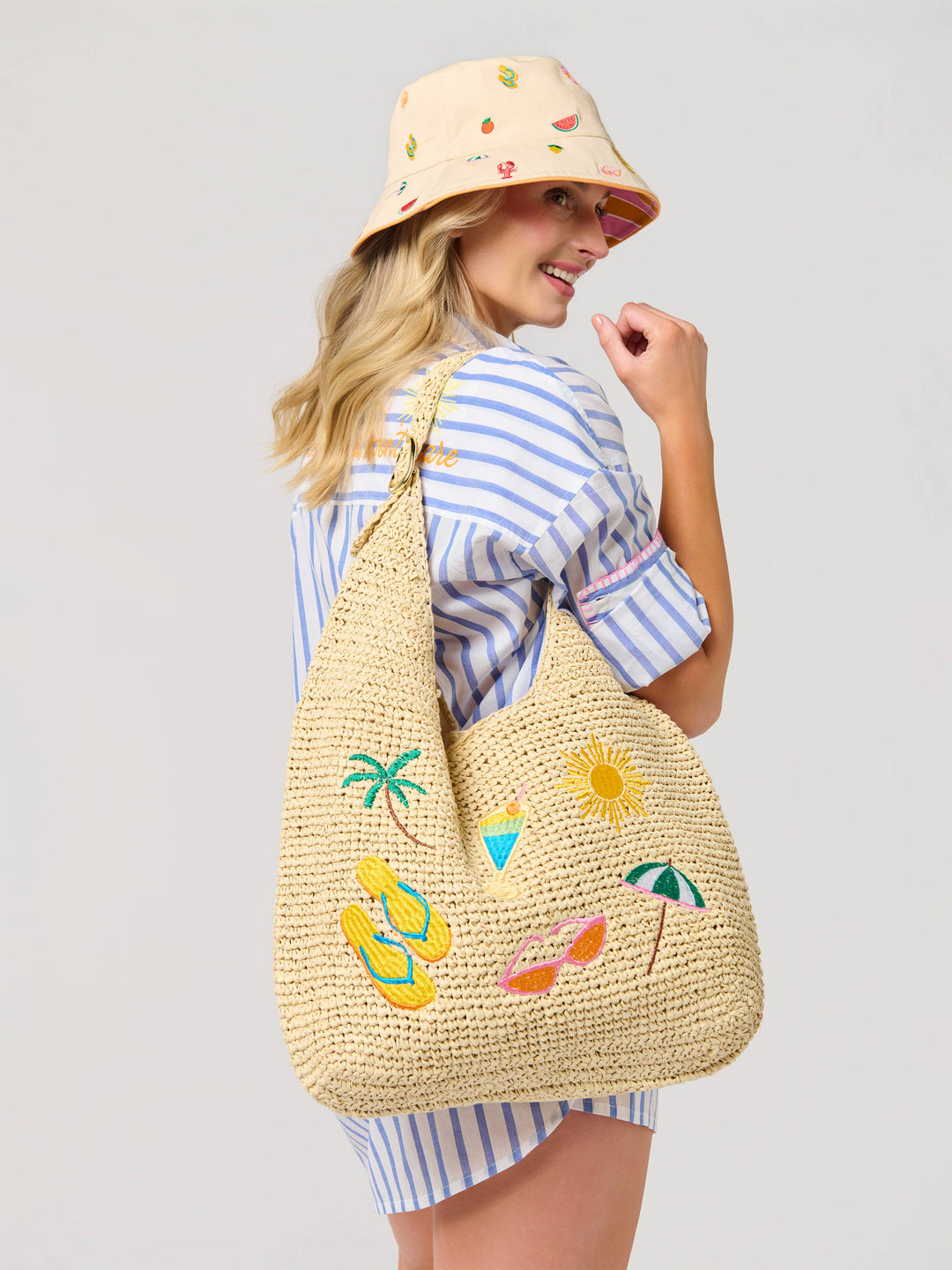 CABANA SLOUCHY TOTE,NATURAL