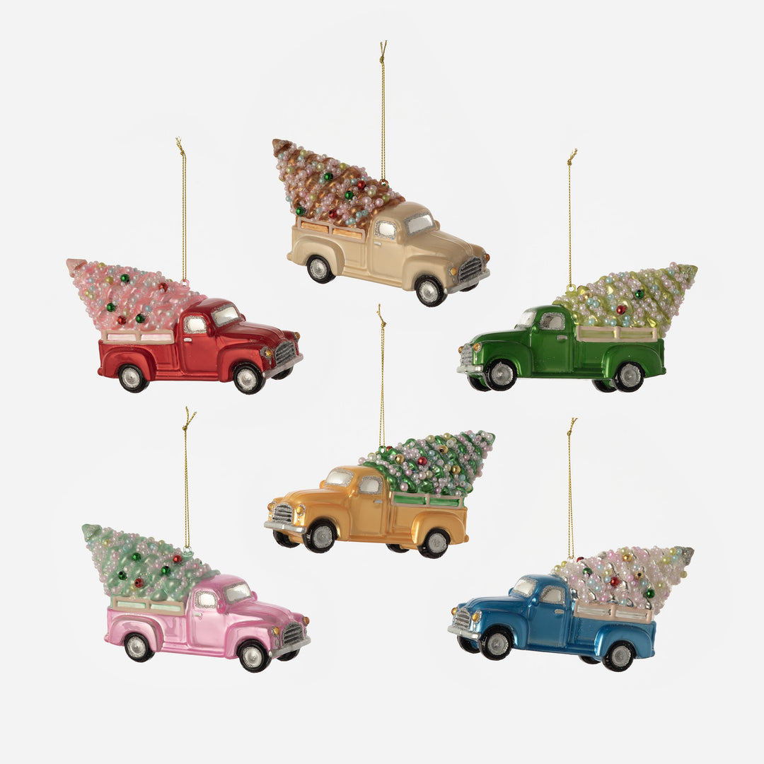 Truck with Tree Ornament - 6 Assorted