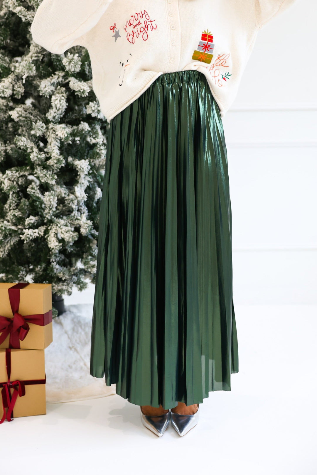 Alessandra Pleated Skirt - Hunter Green