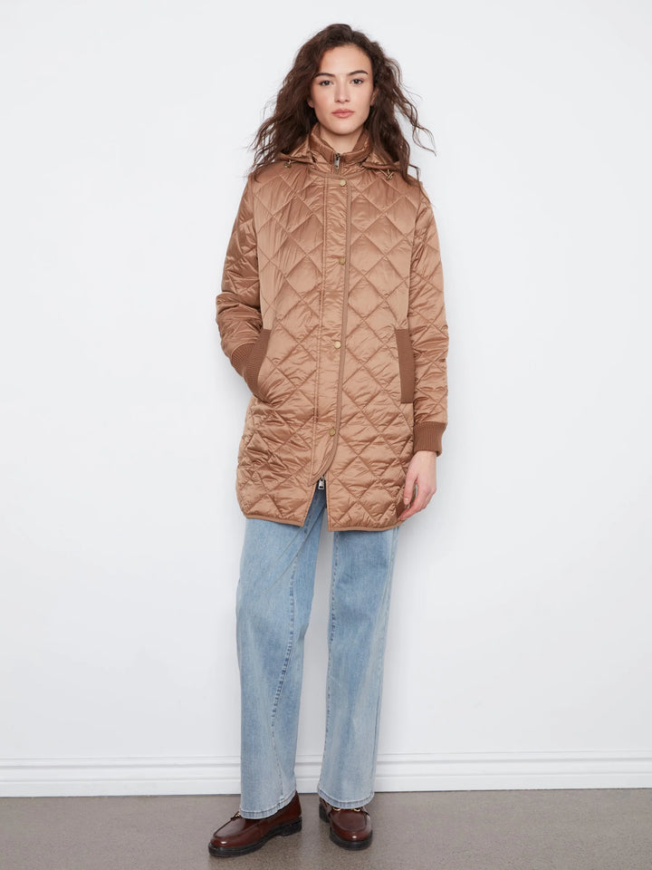 Reversible Puffer With Sweater Rib &amp; Removable Hood
