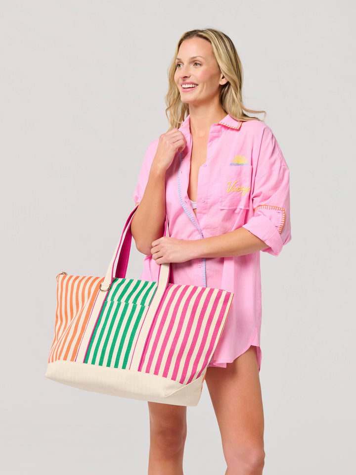 PORT STRIPE TOTE: MULTI