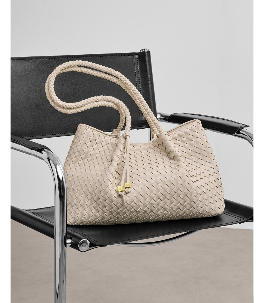 Nova Hand Woven Small Shoulder Tote - Oyster