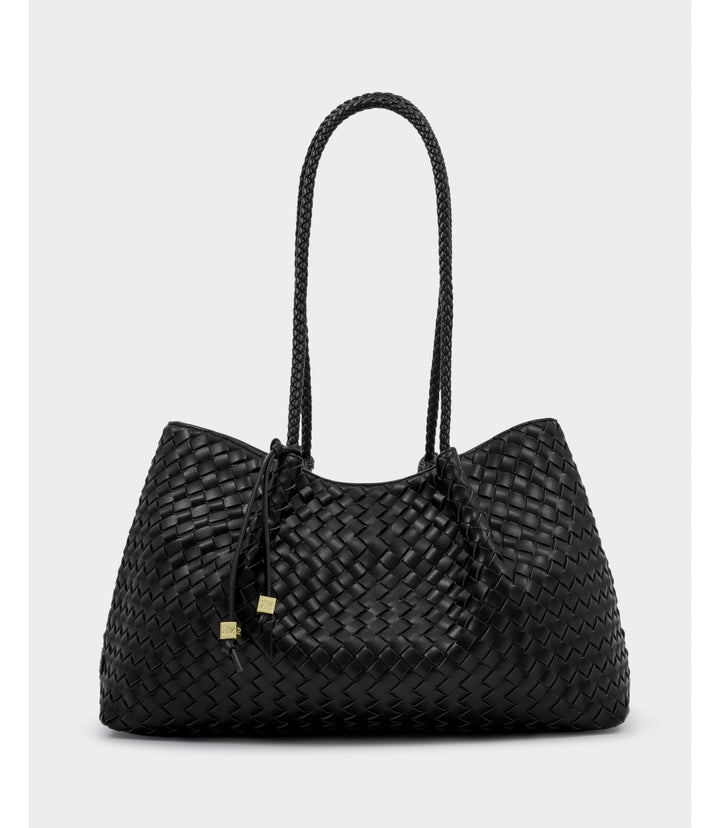 Nova Hand Woven Small Shoulder Tote - Black