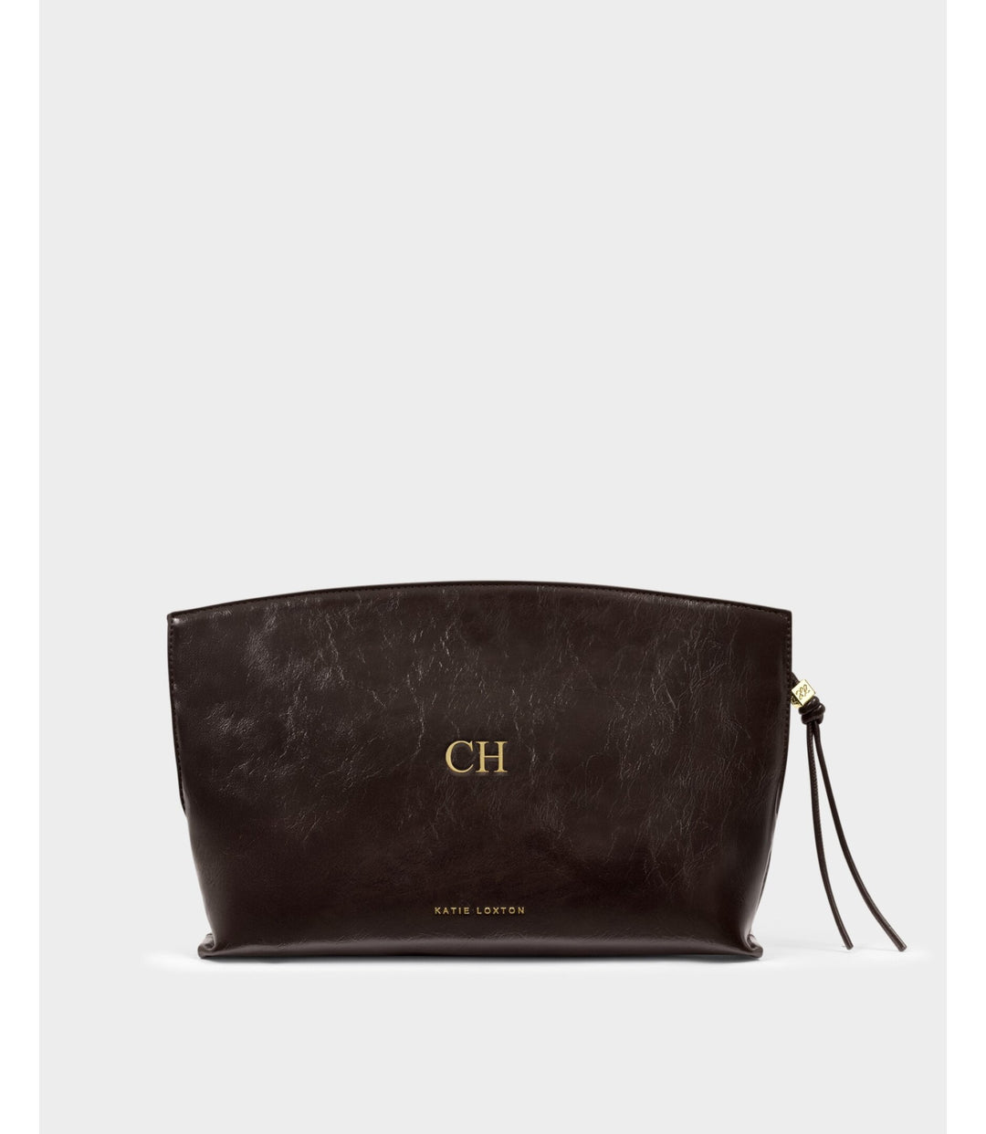 Freya Patent Crackle Clutch - Bitter Chocolate