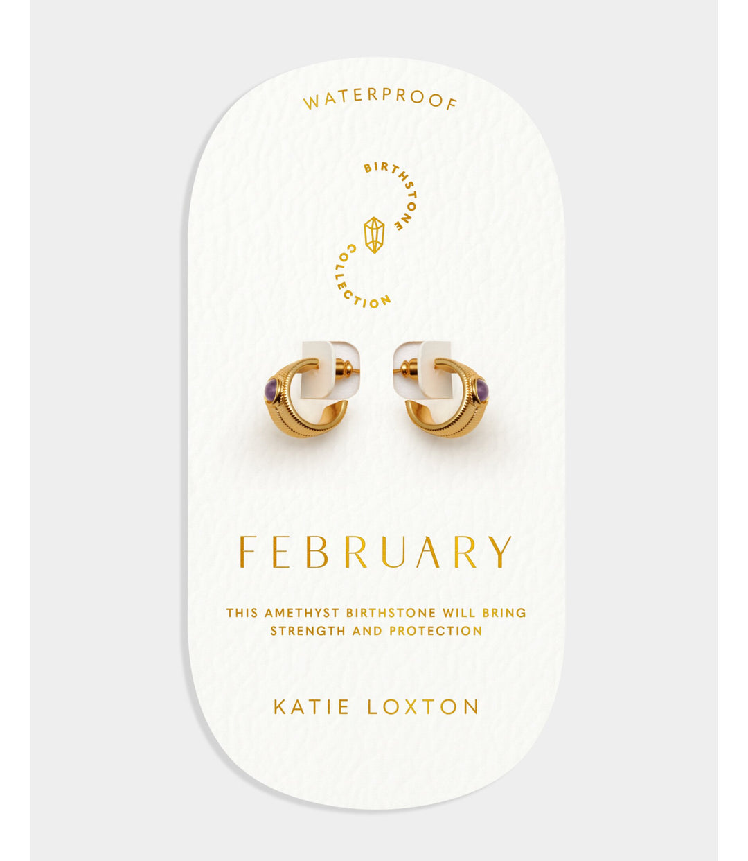 Birthstone Hoop Earrings - February