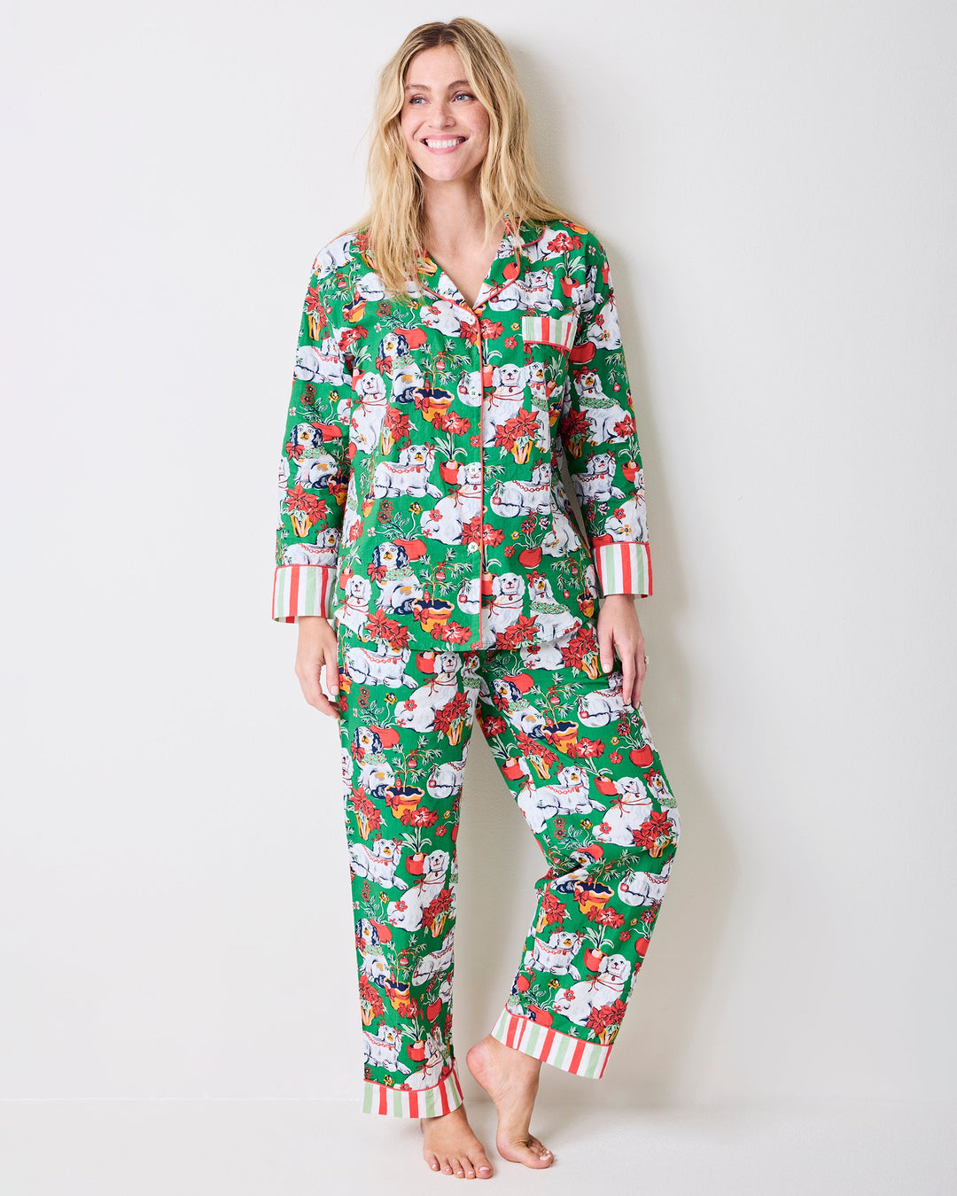 Printfresh Good Dog Christmas Evergreen long pajama set