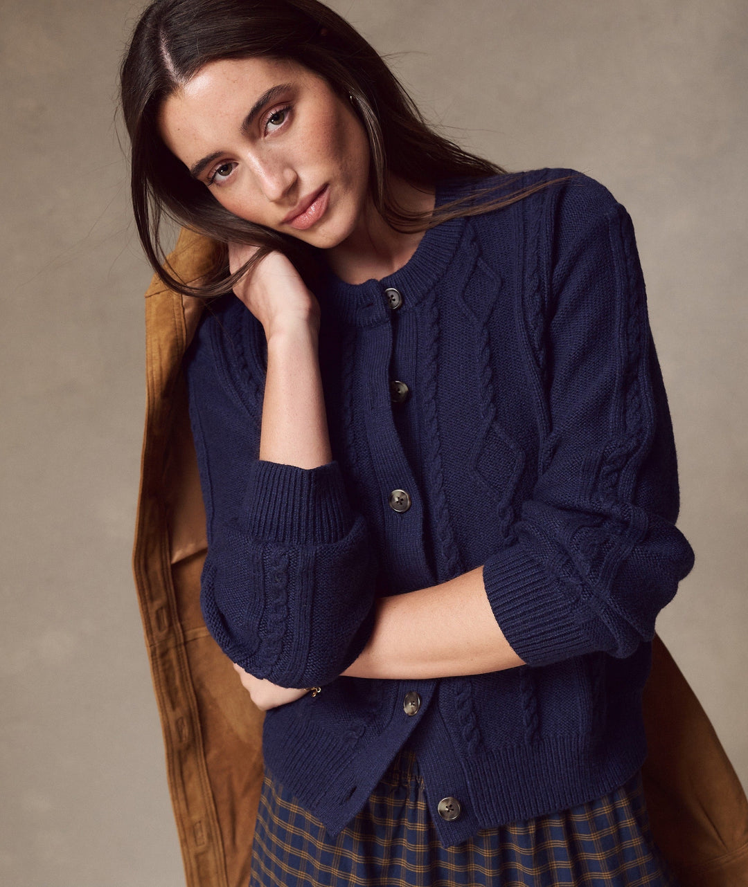 Everly Cable Knit Cardigan - Twilight