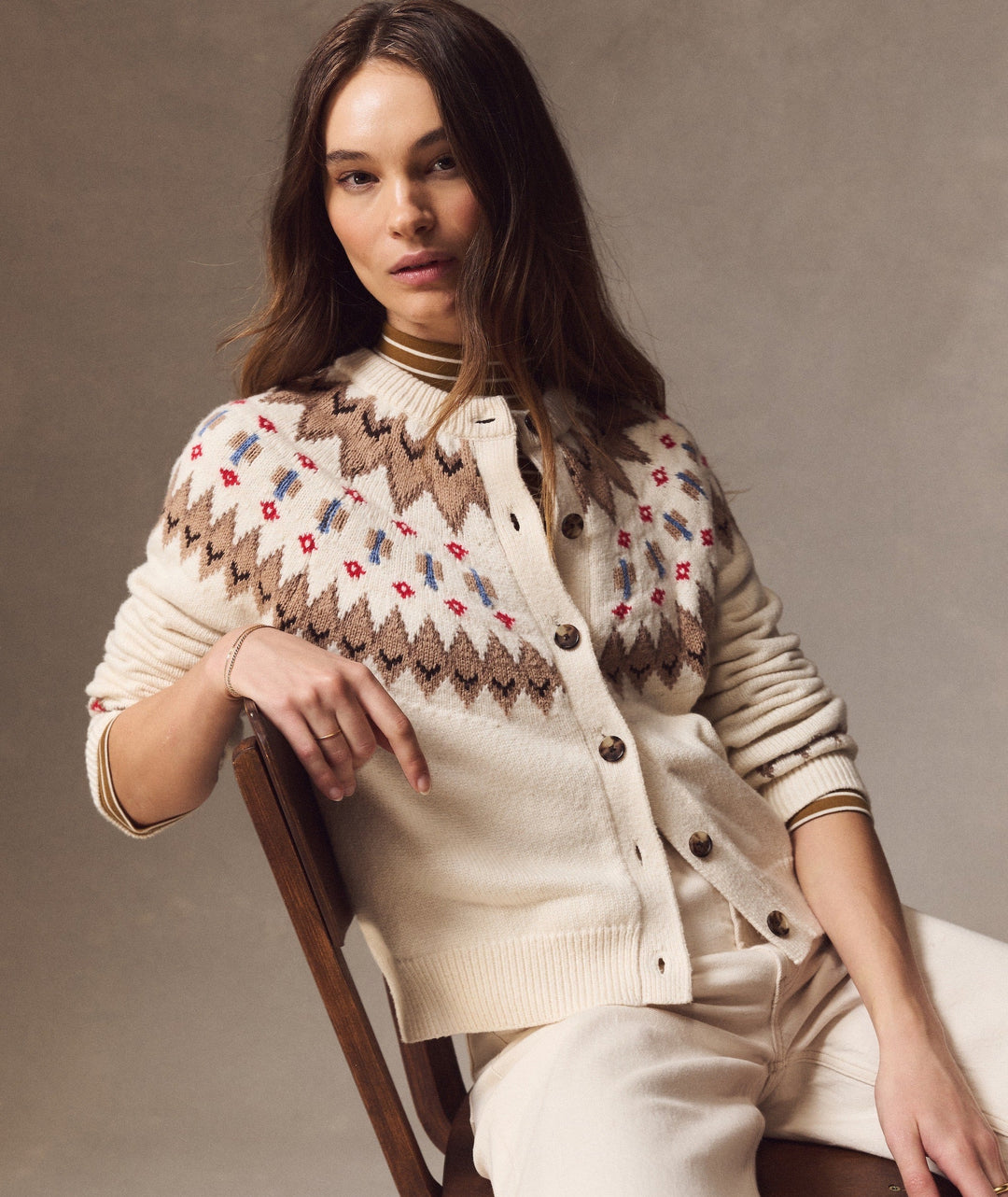 Fiorella Fair Isle Cardigan - Ivory