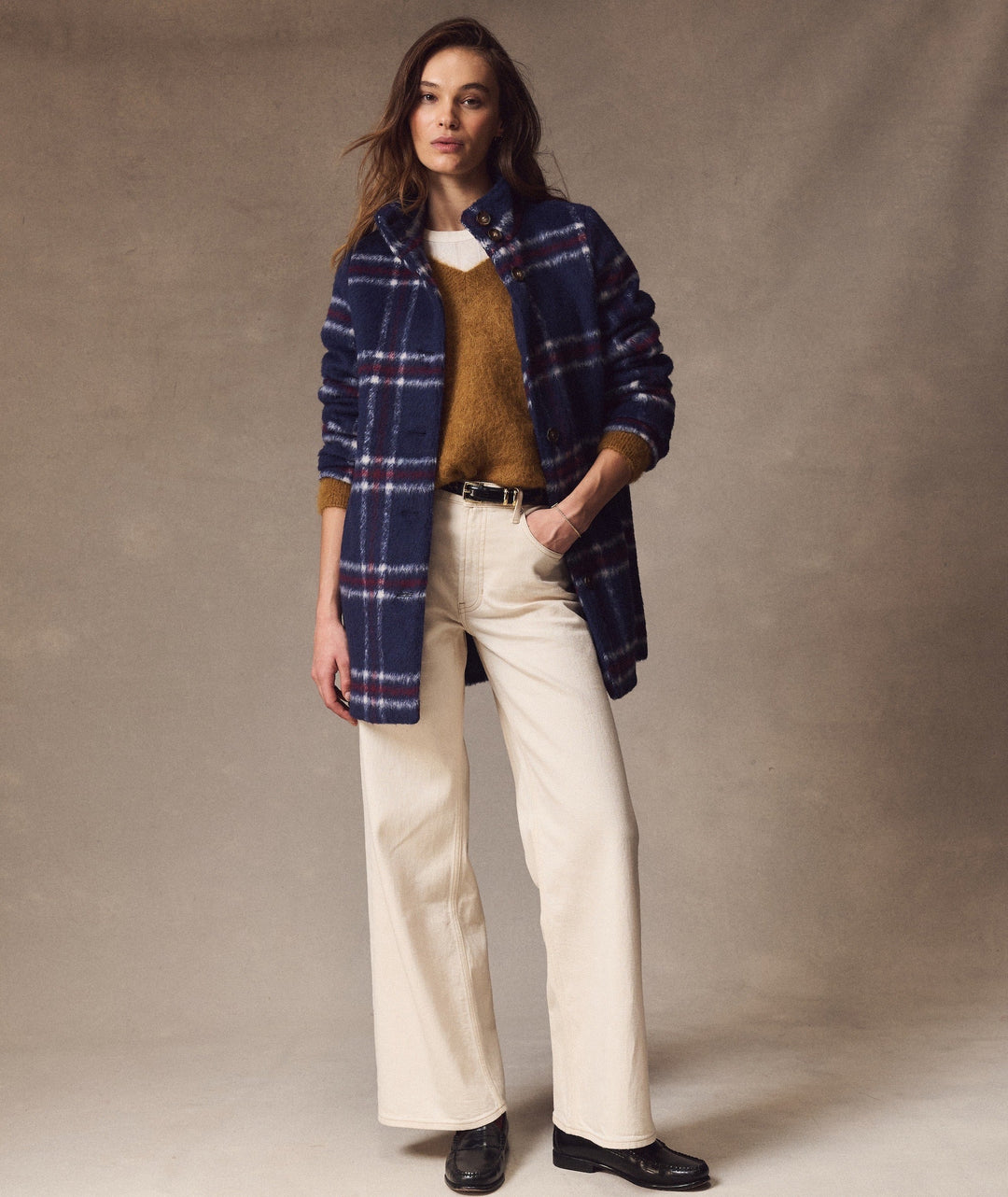 Maya Coat - Navy Wine Plaid