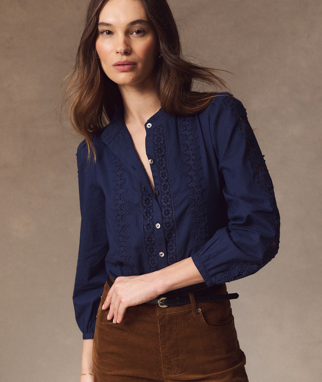 Georgia Lace Blouse - Navy