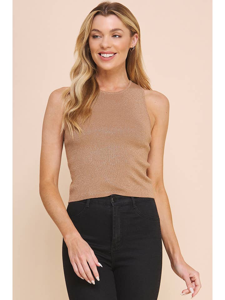 Cappuccino Gold lurex racerback tank